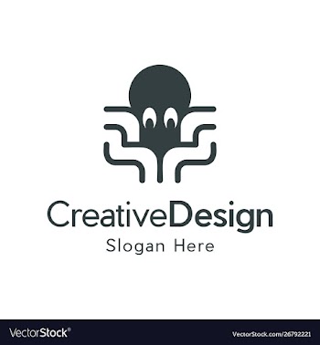 Octopus animal underwater outline logo vector image