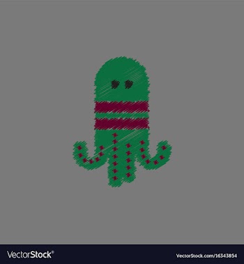Octopus cartoon in hatching style vector image