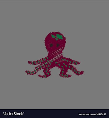 Octopus cartoon in hatching style vector image