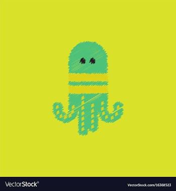 Octopus cartoon in hatching style vector image