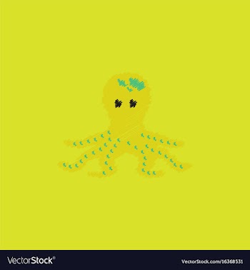 Octopus cartoon in hatching style vector image