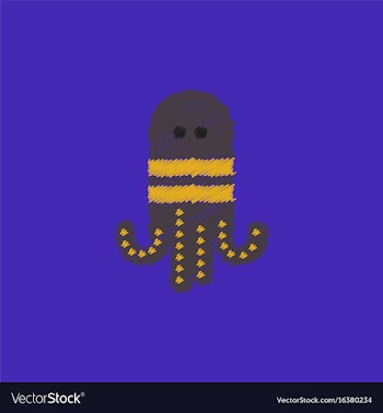 Octopus cartoon in hatching style vector image
