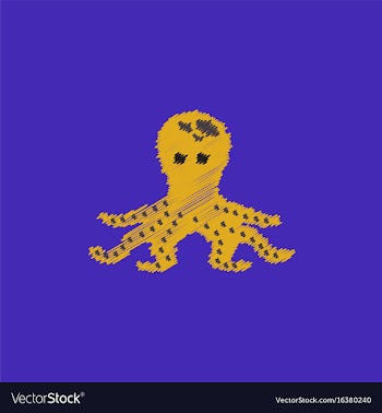 Octopus cartoon in hatching style vector image