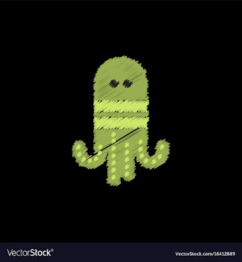 Octopus cartoon in hatching style vector image