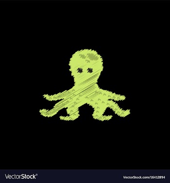 Octopus cartoon in hatching style vector image