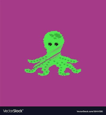 Octopus cartoon in hatching style vector image