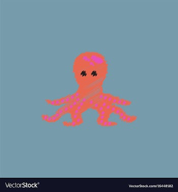 Octopus cartoon in hatching style vector image