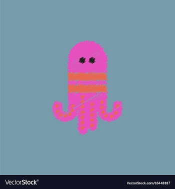 Octopus cartoon in hatching style vector image