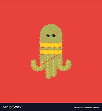 Octopus cartoon in hatching style vector image