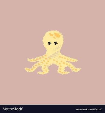 Octopus cartoon in hatching style vector image