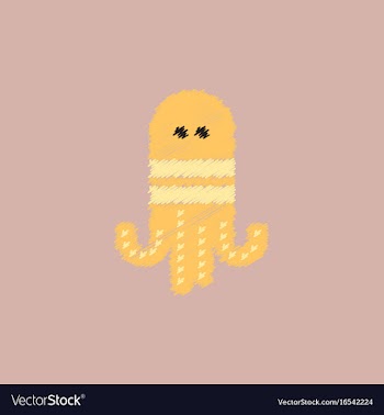 Octopus cartoon in hatching style vector image