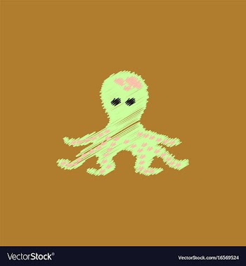 Octopus cartoon in hatching style vector image