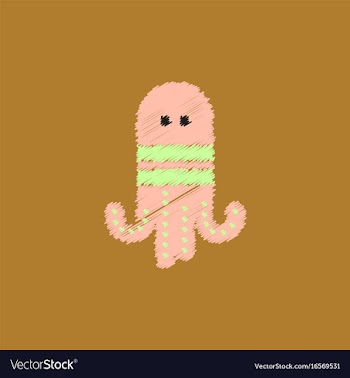 Octopus cartoon in hatching style vector image