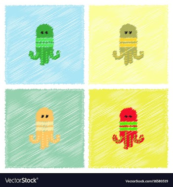 Octopus cartoon in hatching style vector image