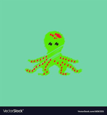 Octopus cartoon in hatching style vector image