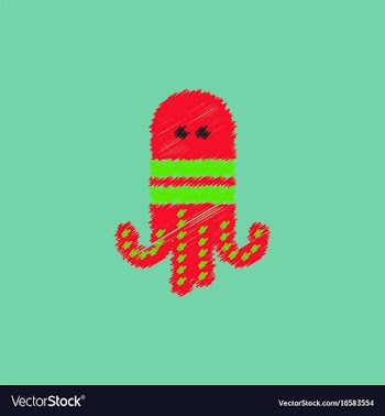 Octopus cartoon in hatching style vector image