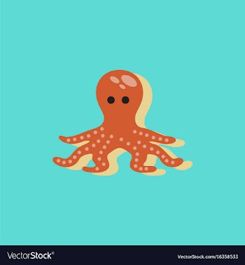Octopus cartoon in sticker style vector image