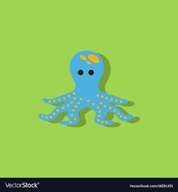Octopus cartoon in sticker style vector image