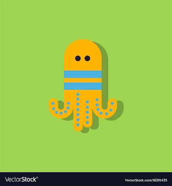Octopus cartoon in sticker style vector image
