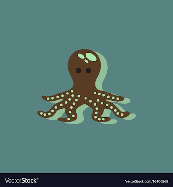 Octopus cartoon in sticker style vector image