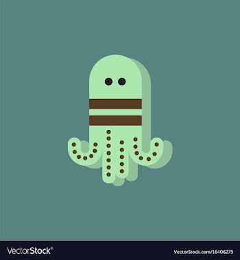 Octopus cartoon in sticker style vector image