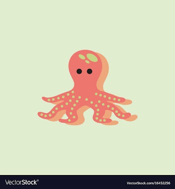 Octopus cartoon in sticker style vector image