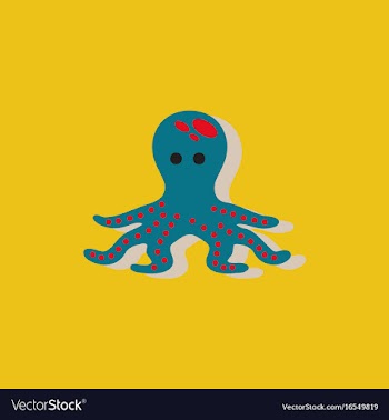 Octopus cartoon in sticker style vector image