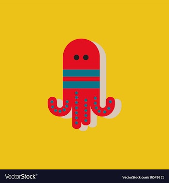 Octopus cartoon in sticker style vector image