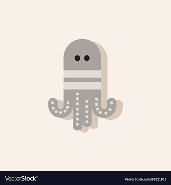 Octopus cartoon in sticker style vector image