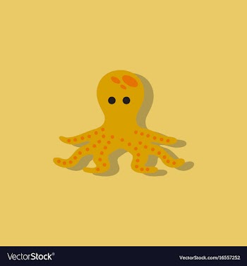 Octopus cartoon in sticker style vector image