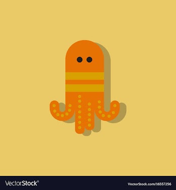 Octopus cartoon in sticker style vector image