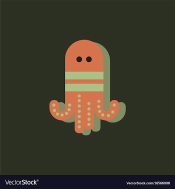Octopus cartoon in sticker style vector image
