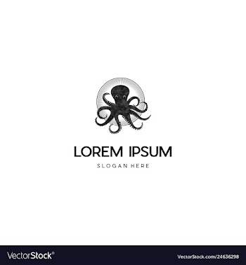 Octopus underwater creative logo design vector image