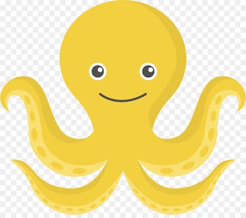 octopus yellow cartoon line marine invertebrates