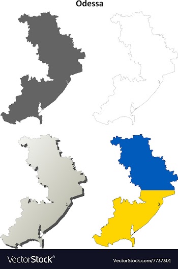 Odessa blank outline map set vector image