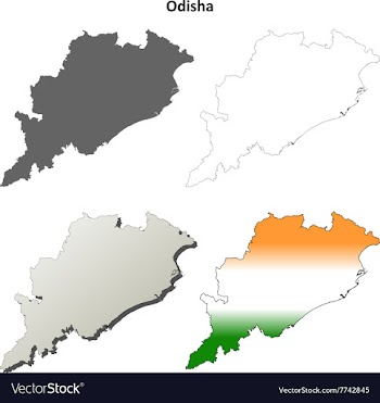 Odisha blank detailed outline map set vector image