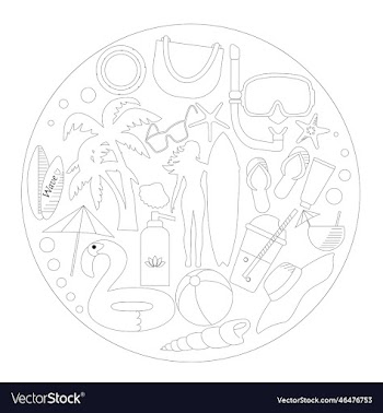 of summer symbols in a circle