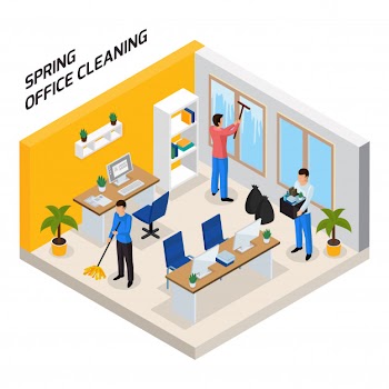 Office cleaning isometric composition Free Vector