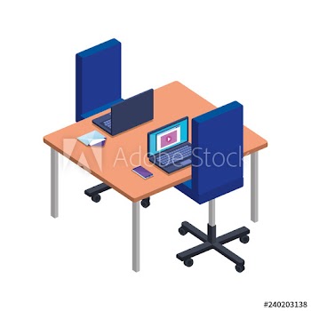 office desk with laptop and chair