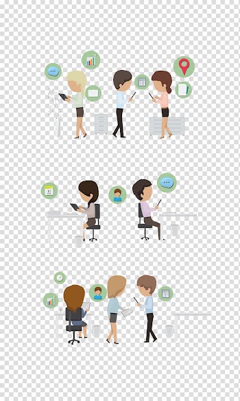 Office Icon, color work people four groups transparent background PNG clipart