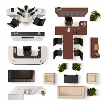 Office interior  elements collection Free Vector