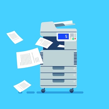 Office Multi-function Printer  scanner.  Isolated Flat Vector Illustration