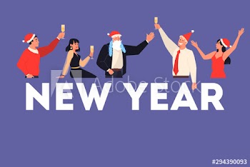 Office people celebrate new year and christmas