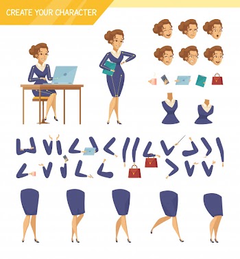 Office worker constructor cartoon set Free Vector