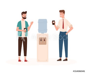 Office workers and water cooler flat vector illustration