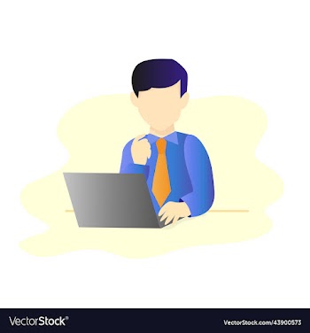office workers behind the computer business and