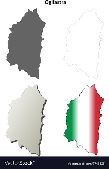 Ogliastra blank detailed outline map set vector image