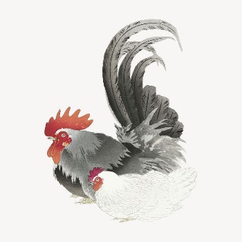 Ohara Koson's chicken collage element, | Free PSD Illustration - rawpixel