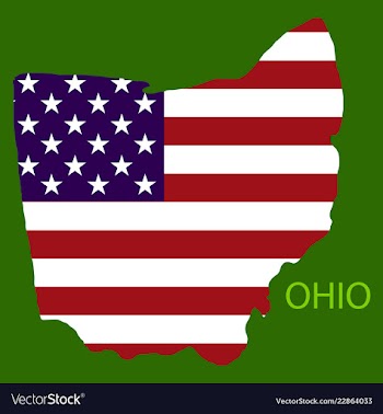 Ohio state of america with map flag print on map vector image