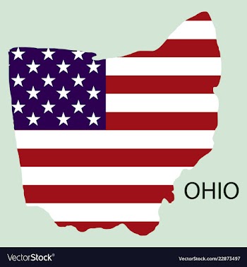 Ohio state of america with map flag print on map vector image